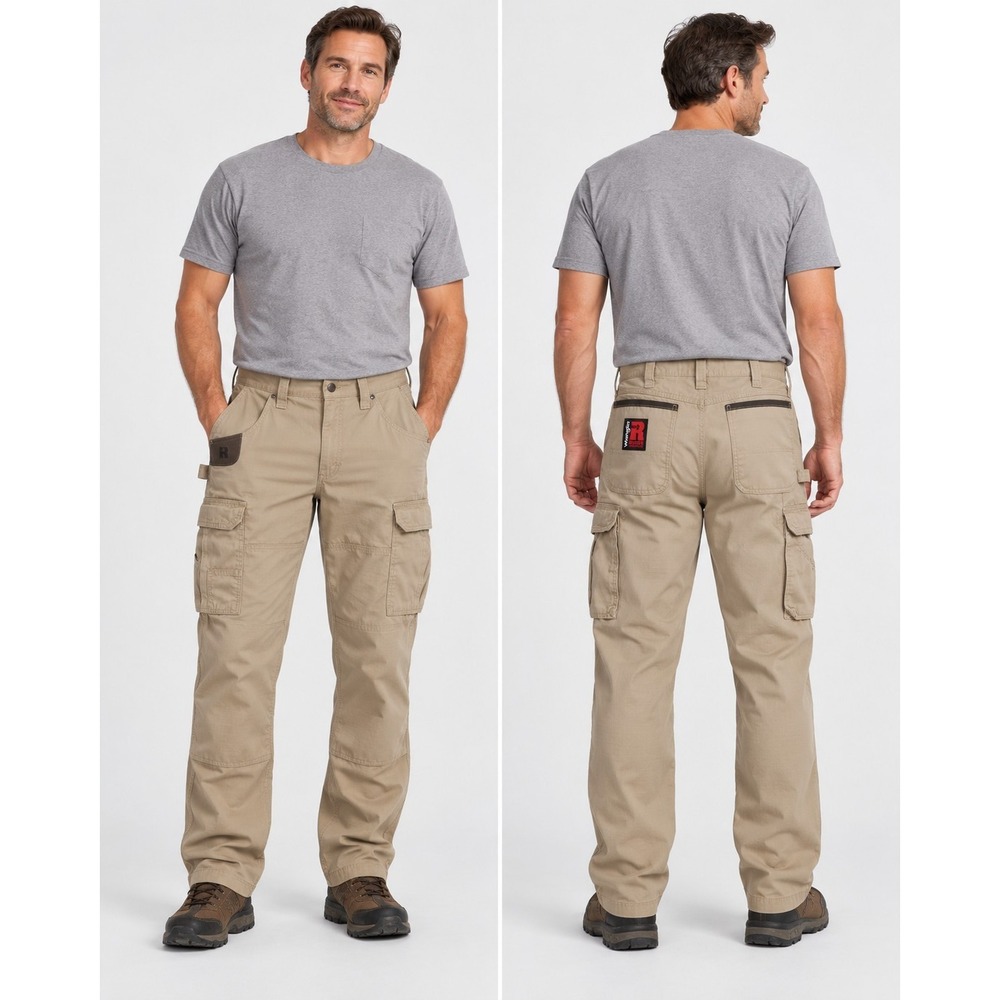 Wrangler Riggs Workwear Men's 34X36 Pants Ripstop Canvas Utility Rugged Cargo